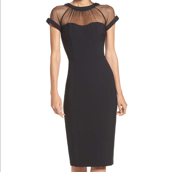 Maggy London Dresses & Skirts - Maggy London Illusion Yoke Crepe Sheath Dress